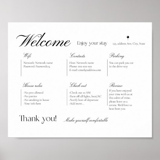 Airbnbレンタルバケーションハウスウェルカムウォールサイン ポスター (正面)