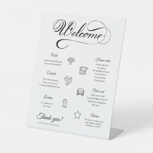 Airbnbレンタルバケーションハウスウェルカムペデスタルサイン 台座サイン (正面)