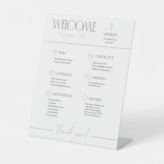 Airbnbレンタルバケーションハウスウェルカムペデスタルサイン 台座サイン (正面)