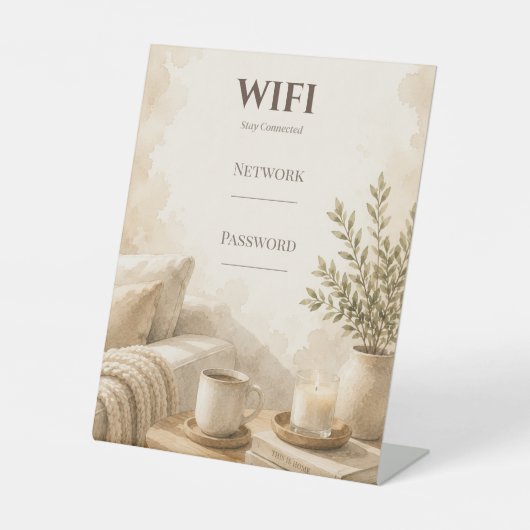 Airbnb用おしゃれWifiパスワードサイン 台座サイン (正面)