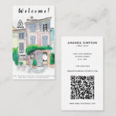 Airbnb QRコード入りハウスレンタル画像とロゴ 名刺 (正面/裏面)