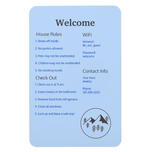 Airbnb Vrboウェルカムサインテンプレートガイドキャビン マグネット (縦)