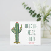 Airbnb Welcome Basket Card Personalized Cactus インビテーションポストカード (スタンド正面)