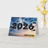 Airborne 2026 Black Graduation Hats カード (黄色い花)