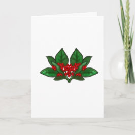 Airbrushed Holly Sprigs Christmas Card カード