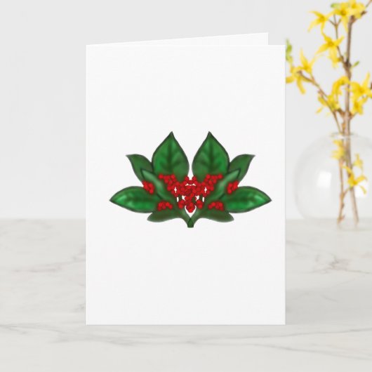 Airbrushed Holly Sprigs Christmas Card カード (黄色い花)