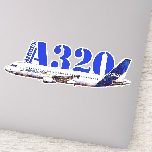 Airbus A320航空機の水色スケッチプロファイル シール