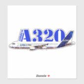 Airbus A320航空機の水色スケッチプロファイル シール (シート)