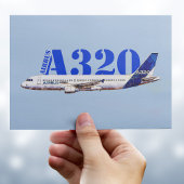 Airbus A320航空機の水色スケッチプロファイル ポストカード