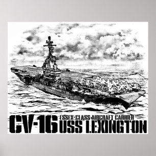 Aircraft carrier Lexington Print ポスター