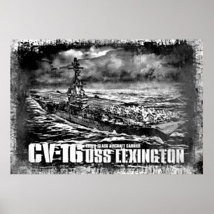 Aircraft carrier Lexington Print ポスター