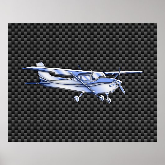 Aircraft Chrome Like Cessna Black Carbon Fiber ポスター (正面)