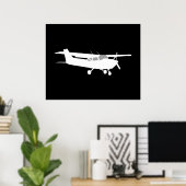 Aircraft Classic Cessna Silhouette Flying Decor ポスター (ホームオフィス)