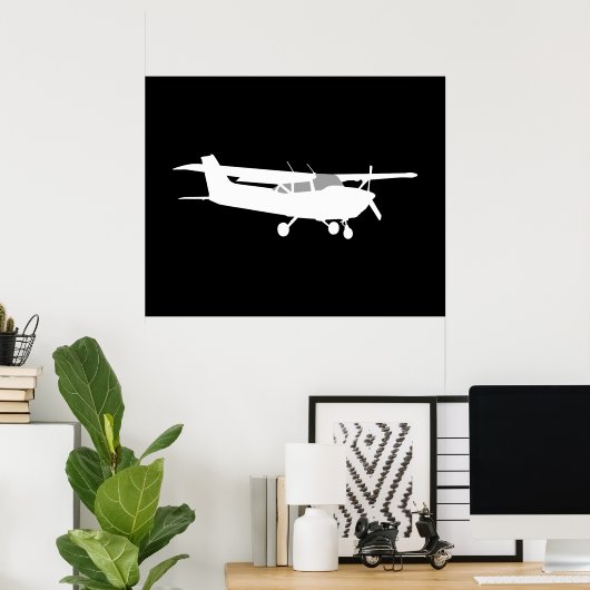 Aircraft Classic Cessna Silhouette Flying Decor ポスター (ホームオフィス)
