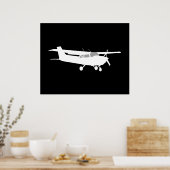 Aircraft Classic Cessna Silhouette Flying Decor ポスター (キッチン)