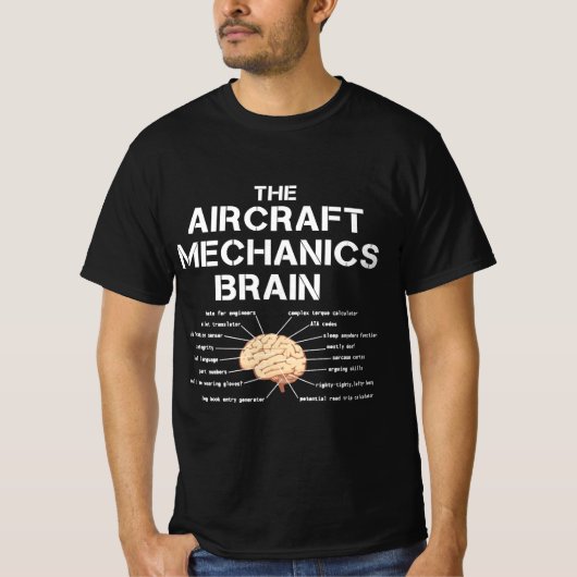 Aircraft Mechanics Brain Funny Airplane Helicopter Tシャツ (正面)