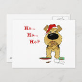 Airedaleテリアのクリスマス シーズンポストカード (正面/裏面)