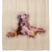 Airedaleテリアのスケッチのデジタル芸術 シャワーカーテン (正面)