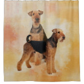 Airedaleテリアのデジタル芸術 シャワーカーテン (正面)