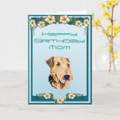 Airedaleテリアのハッピーバースデーカード カード (黄色い花)