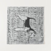 Airedaleテリアのモノトーンのな単語の芸術インク タペストリー (正面(横))