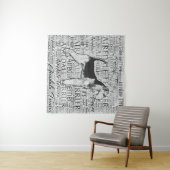 Airedaleテリアのモノトーンのな単語の芸術インク タペストリー (インサイチュ(横))