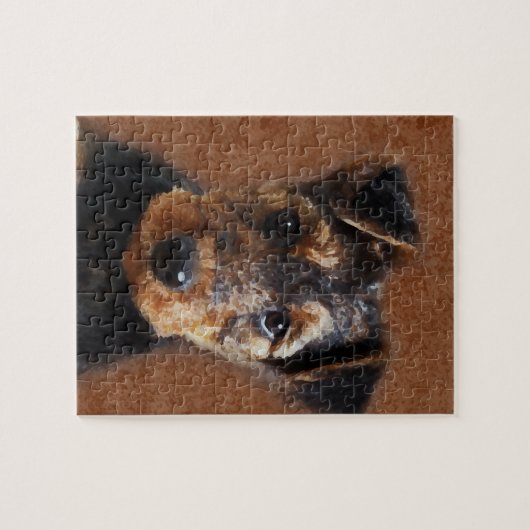 Airedaleテリアの子犬のデジタル芸術 ジグソーパズル (横)