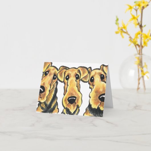 Airedaleテリアの恋人 カード (黄色い花)