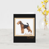 Airedaleテリアの芸術の挨拶およびメッセージカード カード (黄色い花)