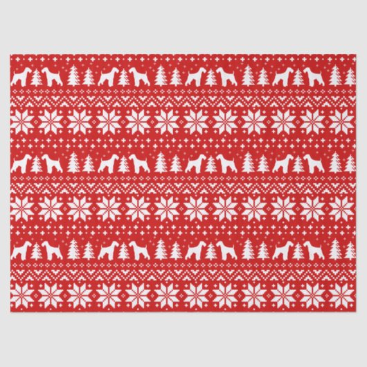 Airedaleテリアはクリスマスパターンのシルエットを描きます 薄葉紙 (正面)