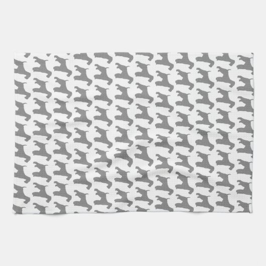 Airedaleテリアはパターンのシルエットを描きます キッチンタオル (横)