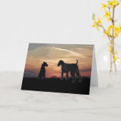 Airedaleテリアカード カード (黄色い花)