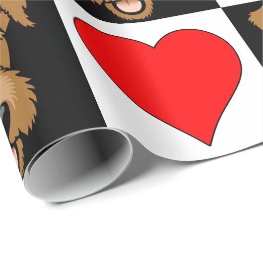 Airedaleテリアハートパターンかわいい犬の恋人ギフト ラッピングペーパー (ロールコーナー)