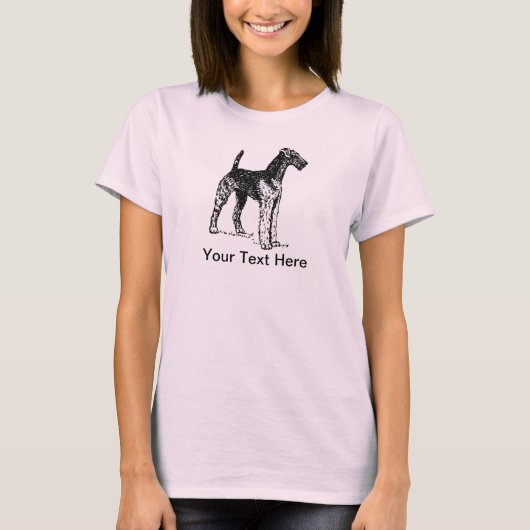 Airedaleテリア犬のグラフィック Tシャツ (正面)
