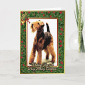 Airedaleテリア犬のブランクのクリスマスカード シーズンカード (正面)