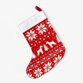 Airedaleテリア犬は休日パターンのシルエットを描きます スモールクリスマスストッキング (裏面 (吊り時))