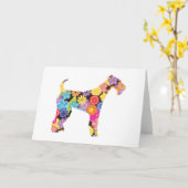 Airedaleテリア カード (黄色い花)