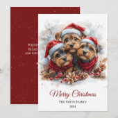 Airedale水色のクリスマスミニマル シーズンカード (正面/裏面)