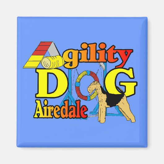 Airedale_アジリティのギフト マグネット (正面)