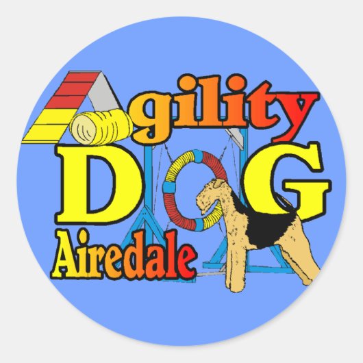 Airedale_アジリティのギフト ラウンドシール (正面)