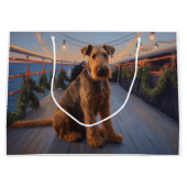 Airedale Christmas Cruise: Pawsome Holiday Delight ラージペーパーバッグ (正面)