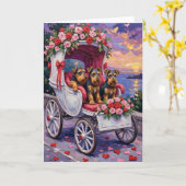 Airedale Dog Valentine's Day  カード (黄色い花)