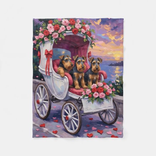 Airedale Dog Valentine's Day  フリースブランケット (正面)