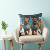 Airedale Dogs Christmas Snow Holiday クッション (椅子)