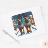 Airedale Dogs Christmas Snow Holiday スクエアシール (封筒)