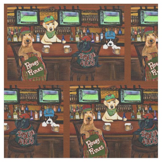 Airedale & Friends ファブリック (クローズアップ)