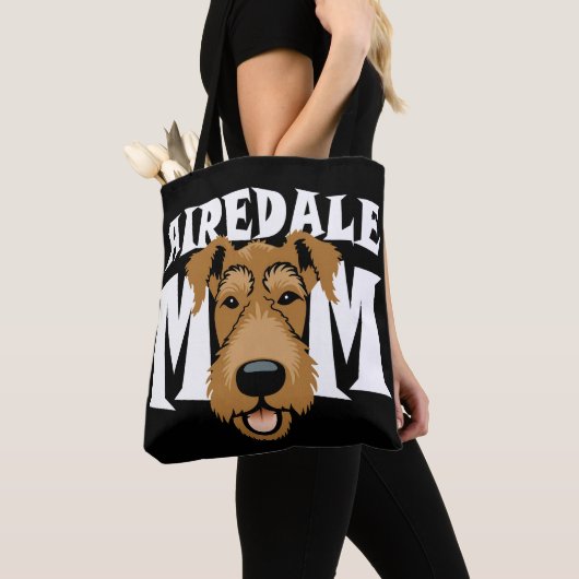 Airedale Mom Cute Airedale Terrier Dog Lover Gives トートバッグ (クローズアップ)