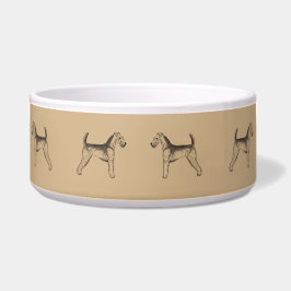 Airedale Sketch Custom Ceramic Pet Bowl ボウル