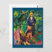Airedale Teriersの女性、エドバルド・マン絵画チ氏 ポストカード (正面/裏面)