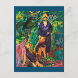 Airedale Teriersの女性、エドバルド・マン絵画チ氏 ポストカード
